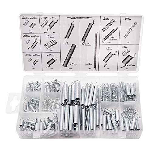 Ruibapa 200PCS Spring Assortment Kit Zinc Plated Extension and Compression Springs Kit Include Assorted Size Small Springs for Home Repairs & DIY - WoodArtSupply