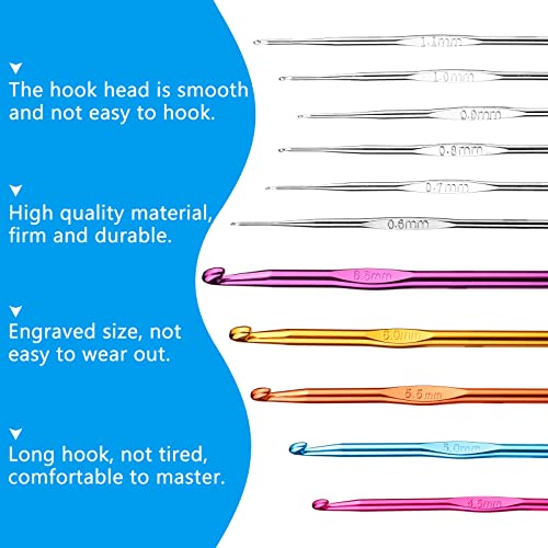 IMZAY 54 Pcs Crochet Needles Set, Crochet Hooks Kit with Purple Storage Case, Ergonomic Knitting Needles Blunt Needles Stitch Marker DIY Hand IMZAY