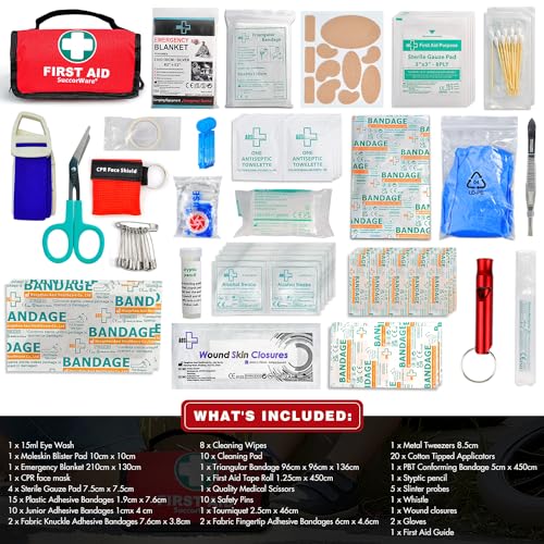 SuccorWare Small First Aid Kit - 100 Piece - Mini First Aid Kit for Home, Camping, Hiking, Backpacking, Travel, Vehicle, Outdoors - Emergency & SuccorWare