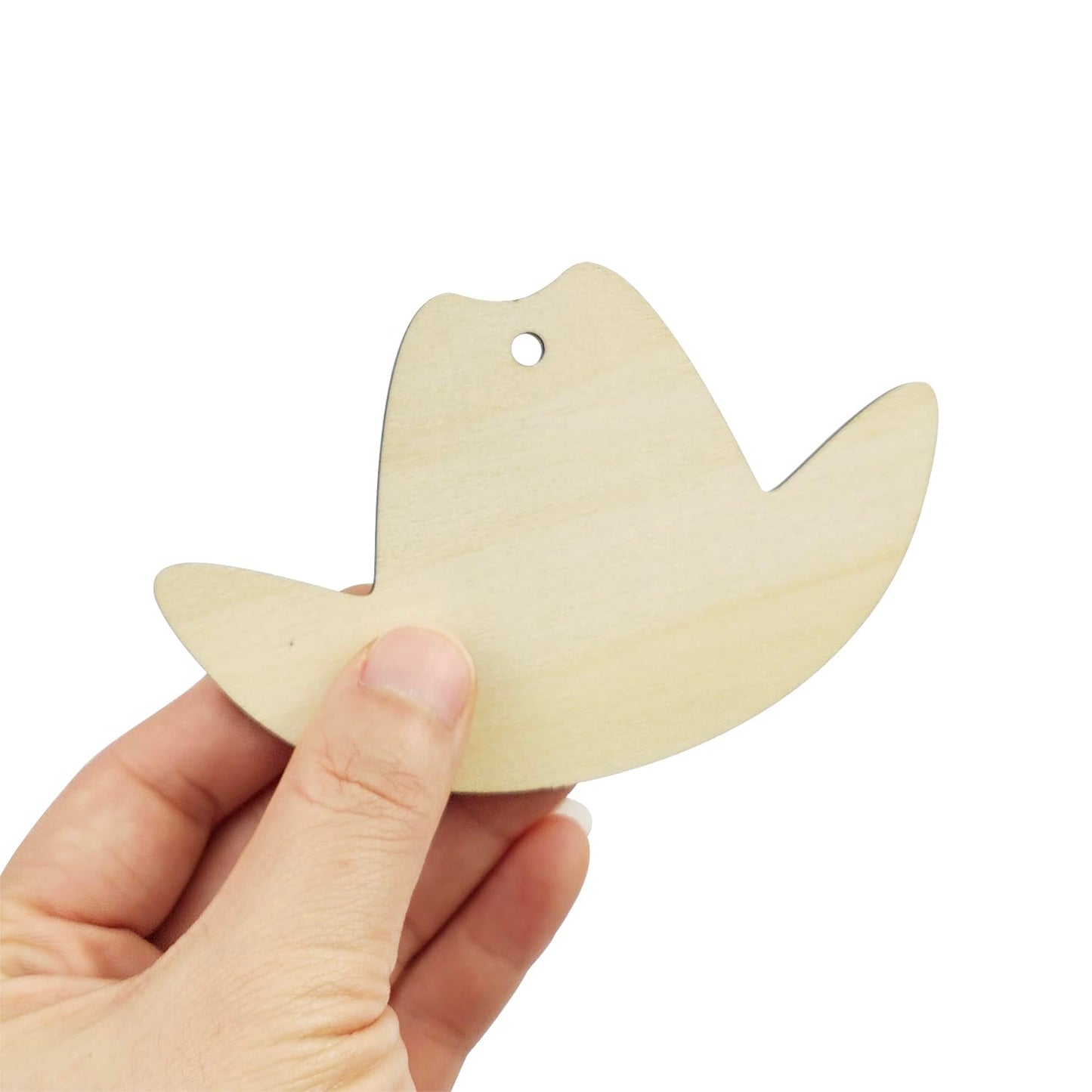 30 Pieces Wooden Cowboy Hat Tags Unfinished Wood Hanging Cowboy Hat Tags Natural Blank Wooden Hat Cutouts Labels DIY Wooden Cowboy Hat Tags with