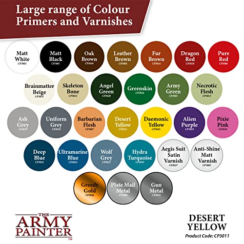 The Army Painter Color Primer Spray Paint, Desert Yellow, 400ml, 13.5oz - Acrylic Spray Undercoat for Miniature Painting - Spray Primer for Plastic The Army Painter