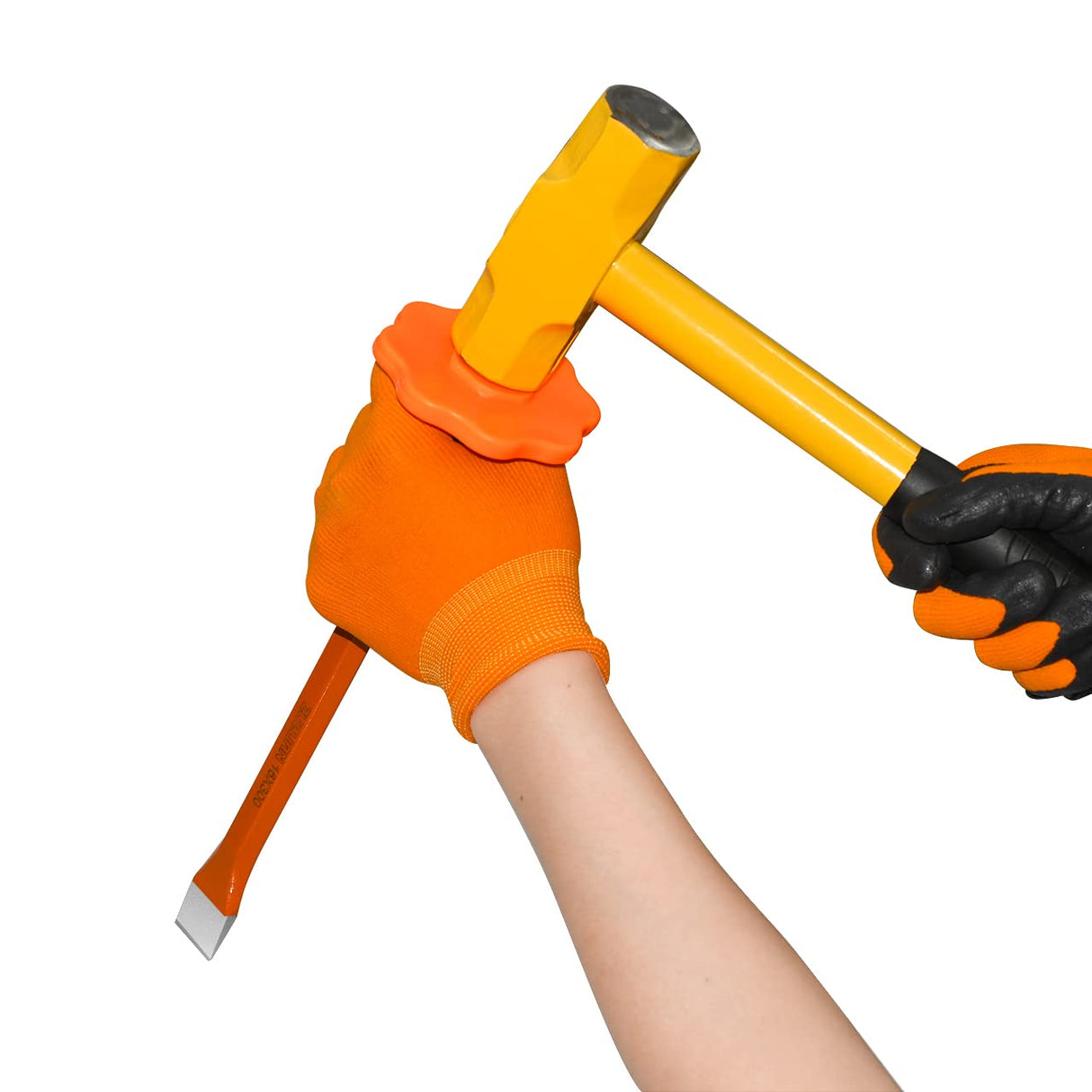 ZUZUAN 12-Inch Heavy Duty Flat Chisel with Hand Protection,Flat Head,Demolishing/Masonry/Carving/Concrete Breaker Chisels with Bi-Material Hand Guard ZUZUAN