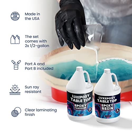 Luxepoxy Resin Kit – Premium Epoxy Countertop Kit with Epoxy Resin and Epoxy Hardener - Two Part Epoxy Resin Clear High Gloss – Easy Pouring, Craft. Fiberglass Warehouse