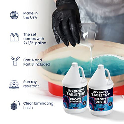 Luxepoxy Resin Kit – Premium Epoxy Countertop Kit with Epoxy Resin and Epoxy Hardener - Two Part Epoxy Resin Clear High Gloss – Easy Pouring, Craft.