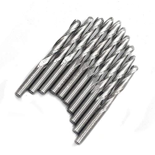 OSCARBIDE 1/8" Shank Ball Nose Carbide End Mills 2 Flutes CNC Spiral Router Bits Milling Cutter for Engraving Milling 3D sculpturing Roughing Acrylic OSCARBIDE