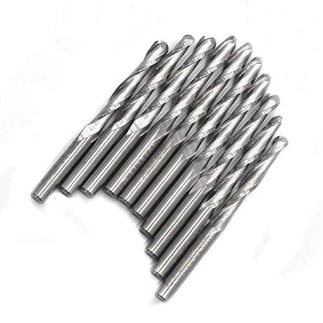 OSCARBIDE 1/8" Shank Ball Nose Carbide End Mills 2 Flutes CNC Spiral Router Bits Milling Cutter for Engraving Milling 3D sculpturing Roughing Acrylic OSCARBIDE