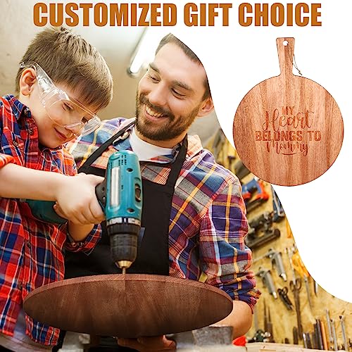 Patelai 12 Piece Round Wood Cutting Board Pizza Peel with Handle Laser Engraving Serving Board Charcuterie Cheese Bread Cutting Board for DIY Wedding Patelai