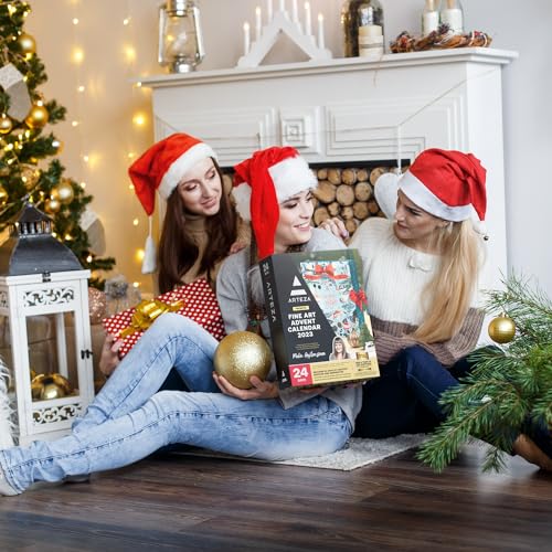 Arteza Advent Calendar 2023 (Fine Art, 24 Days) Art Supplies Holiday Gift for Adults, Includes Acrylic, Oil, Gouache Watercolor Paints, Chrome ARTEZA