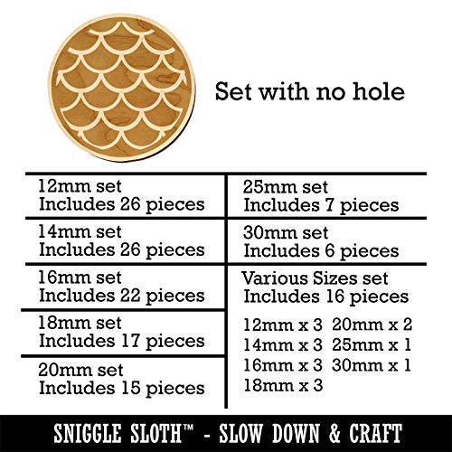 Mermaid Dragon Fish Scales Circle Mini Wood Shape Charms Jewelry DIY Craft - 20mm (15pcs) - No Hole Sniggle Sloth