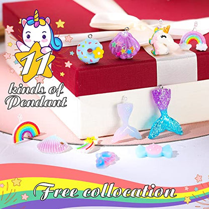 540 Pieces Unicorn Mermaid DIY Bead Jewelry Making Kit for Girls Rainbow Shell Necklace Bracelet Craft Art for Kids Unicorn Mermaid Charms for - WoodArtSupply