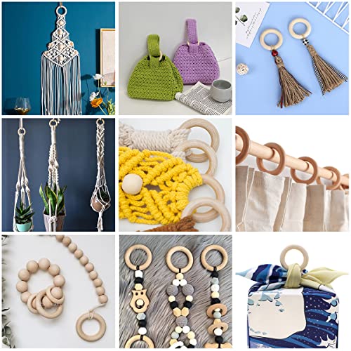 Wooden Rings for Crafts 30 PCS 55 mm Unfinished Wood Ring for Macrame Solid Natural Wood Rings for DIY Craft Pendant Connectors Jewelry Making Fantasyon