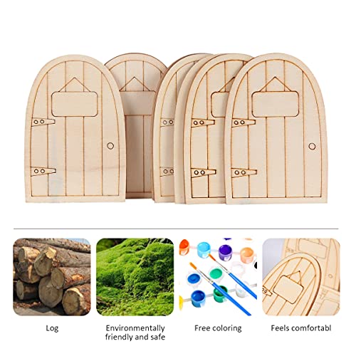 Happyyami 20pcs Fairy House Door Unfinished Wood Slices Garden Fairy Door miniture House Furniture Miniature elf Door Fairy Ornament DIY Craft - WoodArtSupply