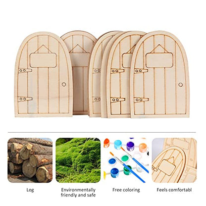 Happyyami 20pcs Fairy House Door Unfinished Wood Slices Garden Fairy Door miniture House Furniture Miniature elf Door Fairy Ornament DIY Craft - WoodArtSupply