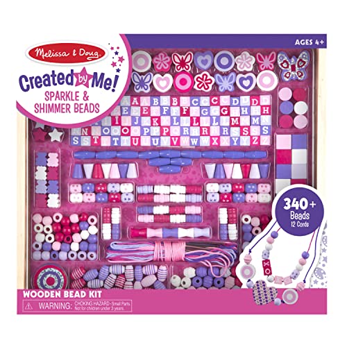 Melissa & Doug Created by Me! Sparkle & Shimmer Beads Wooden Bead Kit, 340+ Beads for Jewelry-Making - WoodArtSupply