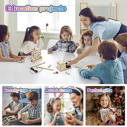 4 in 1 STEM Kits, STEM Projects for Kids Ages 8-12, 3D Wooden Puzzles, DIY Educational Science Model Kits, Crafts Building Toys, Christmas Birthday