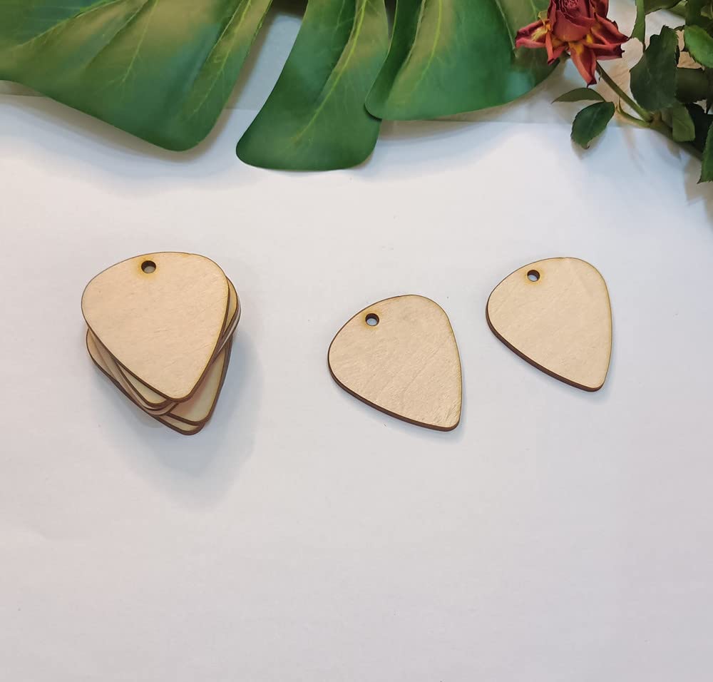 30pcs of Guitar Pick Shape Natural Wood Earrings Blanks,DIY Unfinished Laser Cut Natural Wood Earrings,Blank Wood Jewelry Accessories (1.5'') Yuxuanish