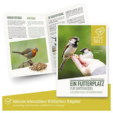 Wild Animal Heart XL Wooden Birdhouse with Weatherproof Metal Roof - Solid Wood Wall Bird Feeding House for Birds - Hanging Bird Feeding House wildtier herz