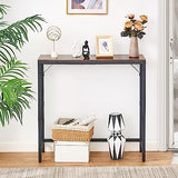 Narrow Industrial Console Table with 2 Support Bars – Versatile Entryway & Display Table in Rustic Brown and Black HOMCENES