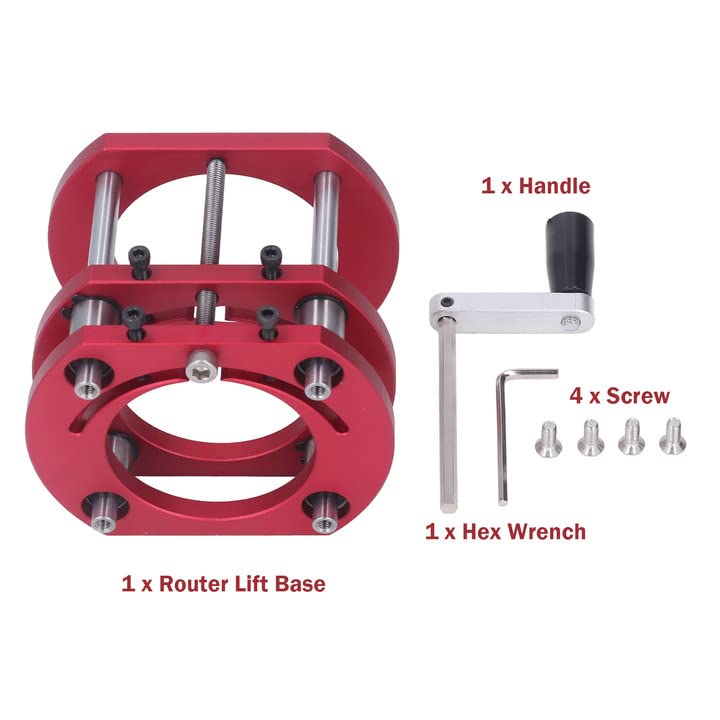 Router Lift, Aluminum Alloy Router Lift System with Stainless Steel Rod, 4 Jaw Clamping, Router Lift Base for 64 to 66mm Diameter Motors Jectse