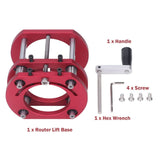 Router Lift, Aluminum Alloy Router Lift System with Stainless Steel Rod, 4 Jaw Clamping, Router Lift Base for 64 to 66mm Diameter Motors Jectse