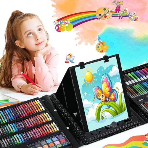 Art Supplies Kit, 276 PCS Art Set for Kids, Art Kits, Art Drawing Kit with Double Sided Trifold Easel Box with Oil Pastels, Crayons, Colored Pencils,