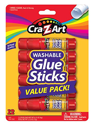 Cra-Z-Art School Quality Washable Glue Sticks Value Pack, 12 Count - WoodArtSupply