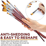 DUGATO Artist Paint Brush Set 13pcs, Long Handle Oil Acrylic Paint Brushes, Watercolor Brush Set for Body, Face, Rock, Canvas Drawing Art Crafts DUGATO