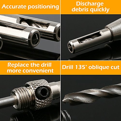 8 pcs Center Drill Bit Set, AFUNTA Self Centering Hinge Tapper Core Hole Puncher Woodworking Tools for Cabinet Door 5/64'' 7/64'' 9/64'' 11/64'' AFUNTA