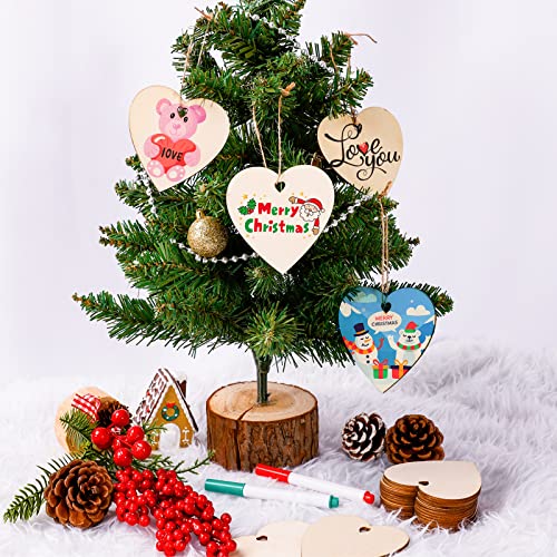 MGParty 60Pcs Natural Heart Wood Slices, DIY Mother's Day Bulk Wooden Hearts for Crafts, Unfinished Paintable Wooden Hanging Decorations, Wood Kit MGparty