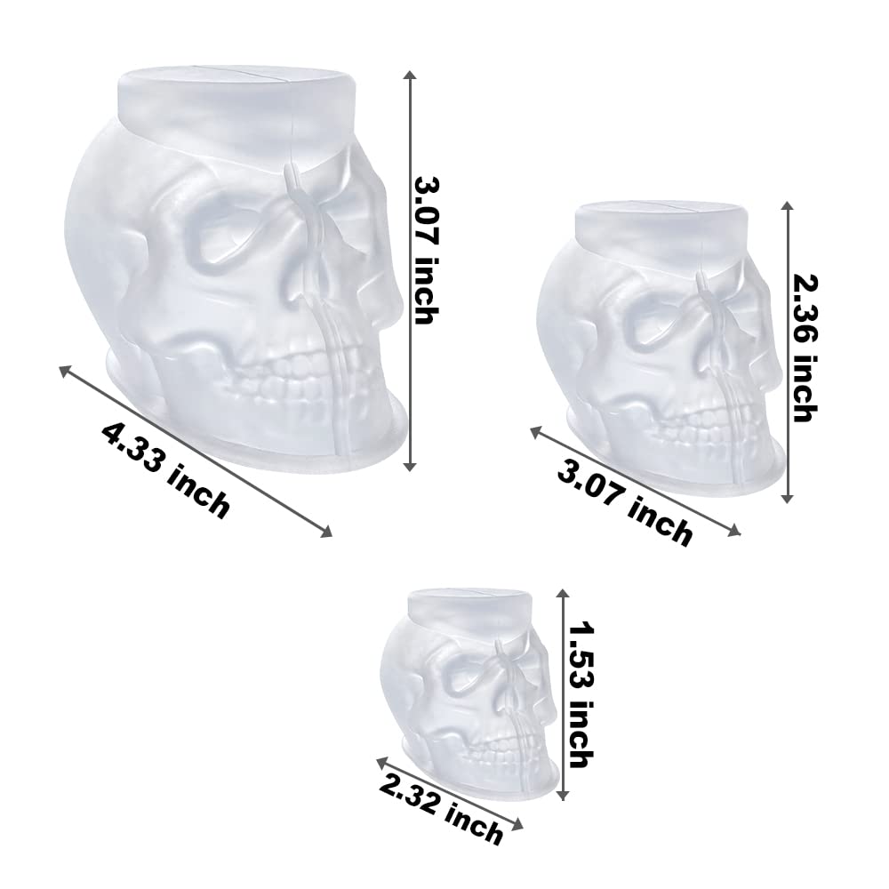 RESINWORLD Faceted Ring Cone Resin Mold + Set of Large Medium Small 3D Skull Resin Molds