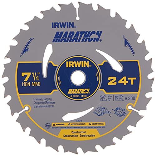 IRWIN Tools MARATHON Carbide Corded Circular Saw Blade, 7 1/4-inch, 24T (24030) - WoodArtSupply