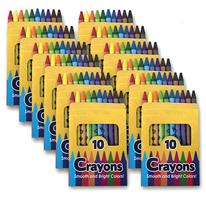 Trail maker 12 Pack Crayons - Wholesale Bright Wax Coloring Crayons in Bulk, 10 Per Box, 12 Box Bundle Art Set - WoodArtSupply