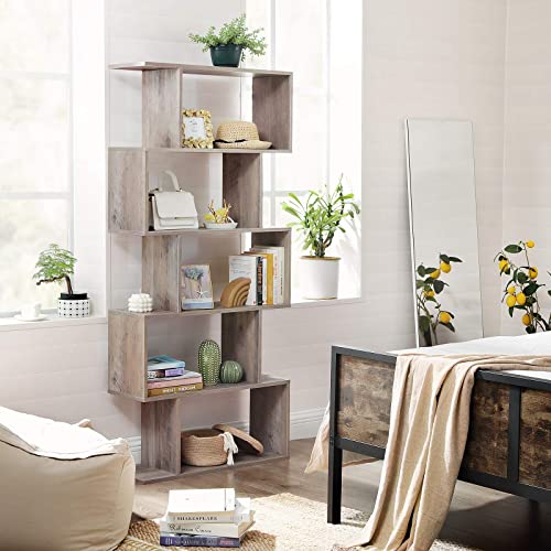 VASAGLE Greige 5-Tier Wooden Bookcase - Stylish Freestanding Decorative Shelf and Room Divider VASAGLE
