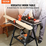 VEVOR Folding Work Table, 2-in-1 as Sawhorse & Workbench, 1000 lbs Capacity, 7 Adjustable Heights, Steel Legs, Portable Foldable Tool Stand with Wood VEVOR