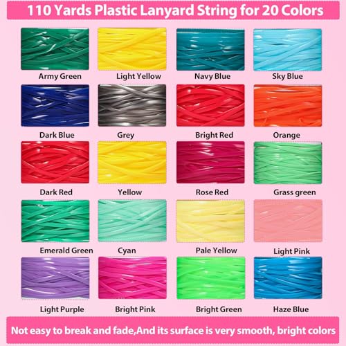 Plastic Lanyard String, 20 Rolls Boondoggle String with Instruction for  Beginners and 220 Beads, Gimp Bracelet Making Kit for DIY Bracelets, Key  Chains and Lanyards 