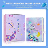 homicozy Mermaid Diary for Girls with Lock and Keys,Tie-Dye Fuzzy Journal for Kids with 160 Lined Pages,Fluffy Secret Notebook for Writing and homicozy
