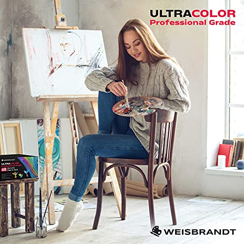 WEISBRANDT UltraColor Professional Grade Acrylic Paint Set, 48 Vibrant  Colors, 0.74 oz/22ml Tubes, for Canvas, Wood, Ceramic, Fabric, Non  Toxic-Fading