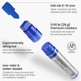 ARTEZA Acrylic Paint Markers, 7 Acrylic Paint Pens in Classic Colors, 3-in-1 Multi-Line Nibs, 5–15 mm Line, UV-Resistant, Art & Craft Supplies, Use ARTEZA