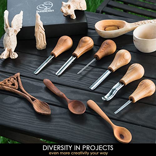 BeaverCraft Wood Carving Tools SC05 Wood Carving Kit Wood Carving Set Wood Carving Knife Woodcarving Tools Wood Carving Palm Gouges Wood Chisels BeaverCraft