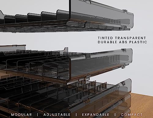 TOOLI-ART 72 Art Marker Storage Tray Desk Organizer Holder, Adjustable Dividers, Modular, Expandable, Stackable, Fit Most Pen, Pencil, Brushes. TOOLI-ART