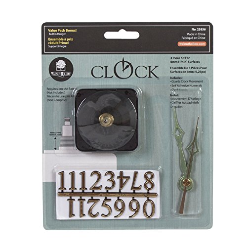 Walnut Hollow 3 Piece Clock Kit for 1/4-inch Surfaces, Use to Repair or Design your Own Clock , Gold - WoodArtSupply