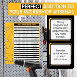 Magnetic Drill Press Chart Sign | USA Made | RPM Guide, Wood & Metalworking | All-in-1 Accessory Tips | 8.5" x 10.5" Sunsella