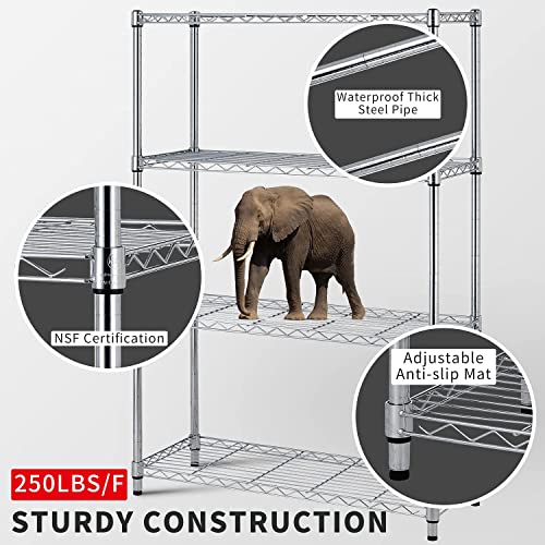 HCY 4-Tier, Shelf Heavy Duty, Shelving Unit NSF Height Adjustable Metal Storage Rack for Laundry Bathroom Kitchen Garage Pantry Organization 1000 LBS - WoodArtSupply