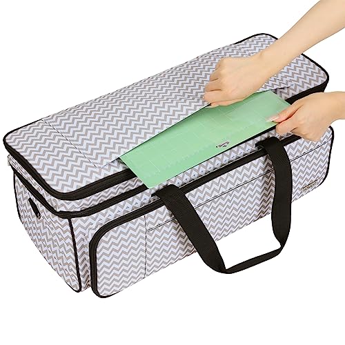 HOMEST Double Layer Carrying Case with Mat Pocket for Cricut Explore Air 2, Cricut Maker, Ripple - WoodArtSupply