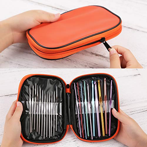 IMZAY 54 Pcs Crochet Needles Set, Crochet Hooks Kit with Storage Case, Ergonomic Knitting Needles Blunt Needles Stitch Marker DIY Hand Knitting Craft IMZAY