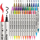 TRANSON 36 Colors Acrylic Paint Marker Pen Set Fine and Brush Dual-tip for Canvas Rock Wood Leather Ceramic DIY Painting TRANSON