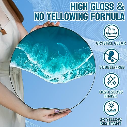 JDiction Epoxy Resin High Gloss 34OZ - 3X Yellowing Resistant Upgrade Formula, Self Leveling Resin and Hardener, Crystal Clear & Bubble Free Coating - WoodArtSupply