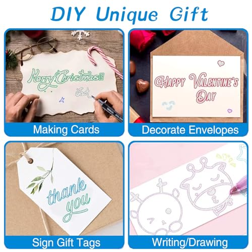 Shimmer Markers Outline Double Line: 12 Colors Metallic Glitter Pens Set Super Squiggles Sparkle Kid Age 4 8 10 Gift Cool Fun Fancy Self Sparkly KOUSICOO