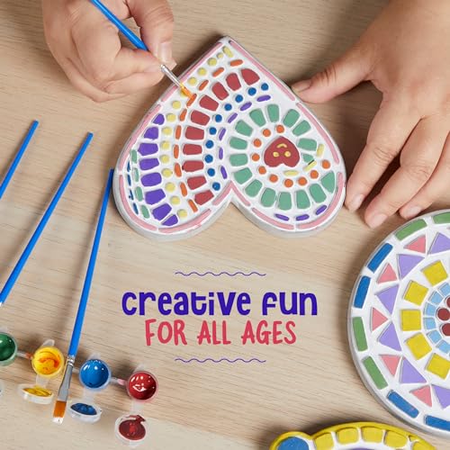 Stepping Stone Painting Kit for Kids - Paint 5 Garden Stones - Arts and Crafts for Boys & Girls Ages 4-12 - Gifts for Kid, Boy, Girl Age 4, 5, 6, 7, Dan&Darci