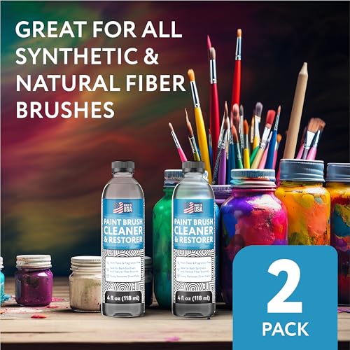 [2 Pack] Paint Brush Cleaner & Restoring Liquid - Water-Based Oil Paint Brush Cleaner Solvent - USA Made Brush Cleaner Acrylic Paint Remover - IMPRESA